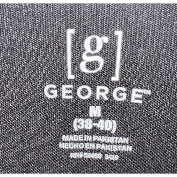 George Men's Black Collared Polo Shirt Medium Cotton & Polyester Button Front - Picture 2 of 2